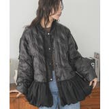 ブラック | 中綿ブルゾン レディース 異素材切替 | mili an deni