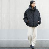 ビッグダイヤキルト中綿ジャケット ミドル丈 無地 | mili an deni | 詳細画像13