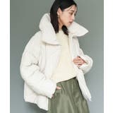 アイボリー | ビッグダイヤキルト中綿ジャケット ミドル丈 無地 | mili an deni