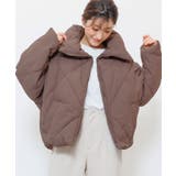 モカブラウン | ビッグダイヤキルト中綿ジャケット ミドル丈 無地 | mili an deni