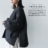 サイドファスナーノーカラージャケット サイドスリット 長袖 | mili an deni | 詳細画像4 