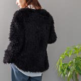 エステルボアミドル丈カーディガン ファー ノーカラー | mili an deni | 詳細画像17 