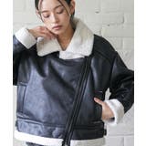 ブラック | ムートンダブルジャケット フェイクムートンジャケット フェイクレザー | mili an deni