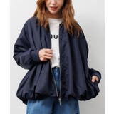 ネイビー | レディース ブルゾン 撥水加工裾バルーンジップアップブルゾン | mili an deni