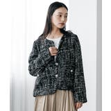 ブラック | ミックスツィードノーカラージャケット ノーカラー 柄入り | mili an deni