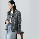 ミックスツィードノーカラージャケット ノーカラー 柄入り | mili an deni | 詳細画像19 