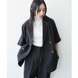 ブラック | ヴィンテージワッシャー半袖ジャケット テーラージャケット ダブル | mili an deni