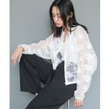 オフホワイト | レースブルゾン ジャケットジップアップ シアー素材 | mili an deni