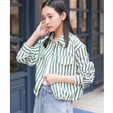 グリーン | サッカーストライプシャツジャケット ブルゾン ストライプ | mili an deni