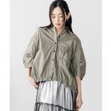 カーキ | 裾ギャザーミリタリーシャツ ブルゾン ライトアウター | mili an deni