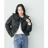 ブラック | 襟フリルキルト中綿ジャケット キルティング フリルカラー | mili an deni