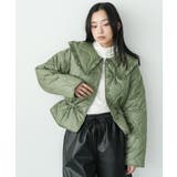 カーキ | 襟フリルキルト中綿ジャケット キルティング フリルカラー | mili an deni