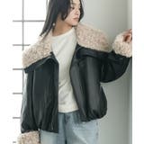 ブラック | 襟ファーフェイクレザーダウンジャケット 合成皮革 袖ファー | mili an deni