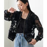 ブラック | シアーレースブルゾン 花柄 レディース | mili an deni