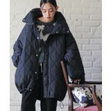 ブラック | スタンドカラー中綿リバーシブルコート ビッグシルエット ファイバーダウン | mili an deni