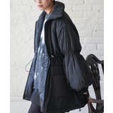 ブラック | 中綿ドロストスタンドカラーコート ビッグシルエット ファイバーダウン | mili an deni