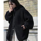 ブラック | ボアビッグシルエットフードブルゾン ビッグシルエット ボアブルゾン | mili an deni