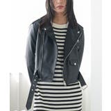 ブラック | フェイクレザーライダースジャケット ダブル 合成皮革 | mili an deni