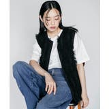 ブラック | チュールフリルベスト ノースリーブ ノーカラー | mili an deni