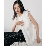 ホワイト | チュールフリルベスト ノースリーブ ノーカラー | mili an deni