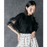 ブラック | チュールフリル袖Tシャツ 綿100％ コットン | mili an deni