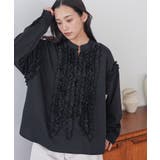 ブラック | タキシードフリルブラウス ブラウス レディース | mili an deni