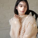 Vネックフリンジニットプルオーバー ケーブル編み Vネック | mili an deni | 詳細画像10 