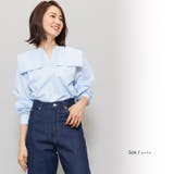 サックス | レースセーラーカラーブラウス サイドスリット 長袖 | mili an deni