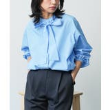 ブルー | リボンタイブラウス バルーンスリーブ 長袖 | mili an deni