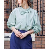 ミント | リボンタイブラウス バルーンスリーブ 長袖 | mili an deni