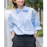 サックス | リボンタイブラウス バルーンスリーブ 長袖 | mili an deni