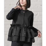 ブラック | パールティアードフリルベスト ティアードフリル クルーネック | mili an deni