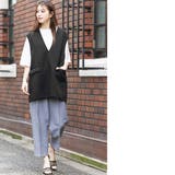 エステルポンチVネックオーバーベスト ノースリーブ 黒 | mili an deni | 詳細画像14 