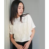 オフホワイト | フリルチュールドッキングTシャツ クルーネック 3段フリル | mili an deni