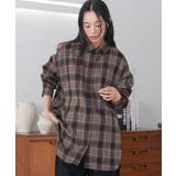 グレー | オーバーサイズチェックシャツ レギュラーカラー コットン裾ラウンド | mili an deni