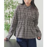 ブラウン | シャーリングチェックシャツ クルーネック チェックシャツ | mili an deni