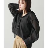 ブラック | シアーシャツ レディース フードシャツ | mili an deni