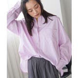 ピンク | ストライプオーバーシャツ レディース シャツ | mili an deni