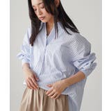 サックス | ストライプオーバーシャツ レディース シャツ | mili an deni