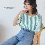 オフホワイト×グリーン | 5分袖Tシャツ 新色追加 M | mili an deni