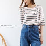 オフホワイトxピンクxチャコール | 5分袖Tシャツ 新色追加 M | mili an deni