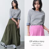 オフホワイト×ネイビー | 袖切り替え Tシャツ カットソー | mili an deni