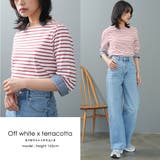 オフホワイト×テラコッタ | 袖切り替え Tシャツ カットソー | mili an deni