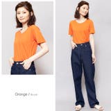 オレンジ | 半袖 ボーダー カットソー | mili an deni