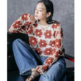 ブラウン | クロシェ花柄プルオーバートップス かぎ針 クルーネック | mili an deni