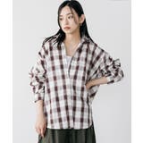 ブラウン | マドラスチェックシャツトップス ブラウス レギュラーカラー | mili an deni