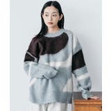 ブルー | マルチカラー圧縮ニットプルオーバー トップス シャギーニット | mili an deni