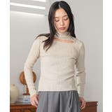 ベージュ | ボトルネックリブニットプルオーバー トップス ニット素材 | mili an deni