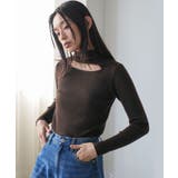 ブラウン | ボトルネックリブニットプルオーバー トップス ニット素材 | mili an deni