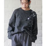 ブラック | スパンコールニットプルオーバー トップス 厚手 | mili an deni